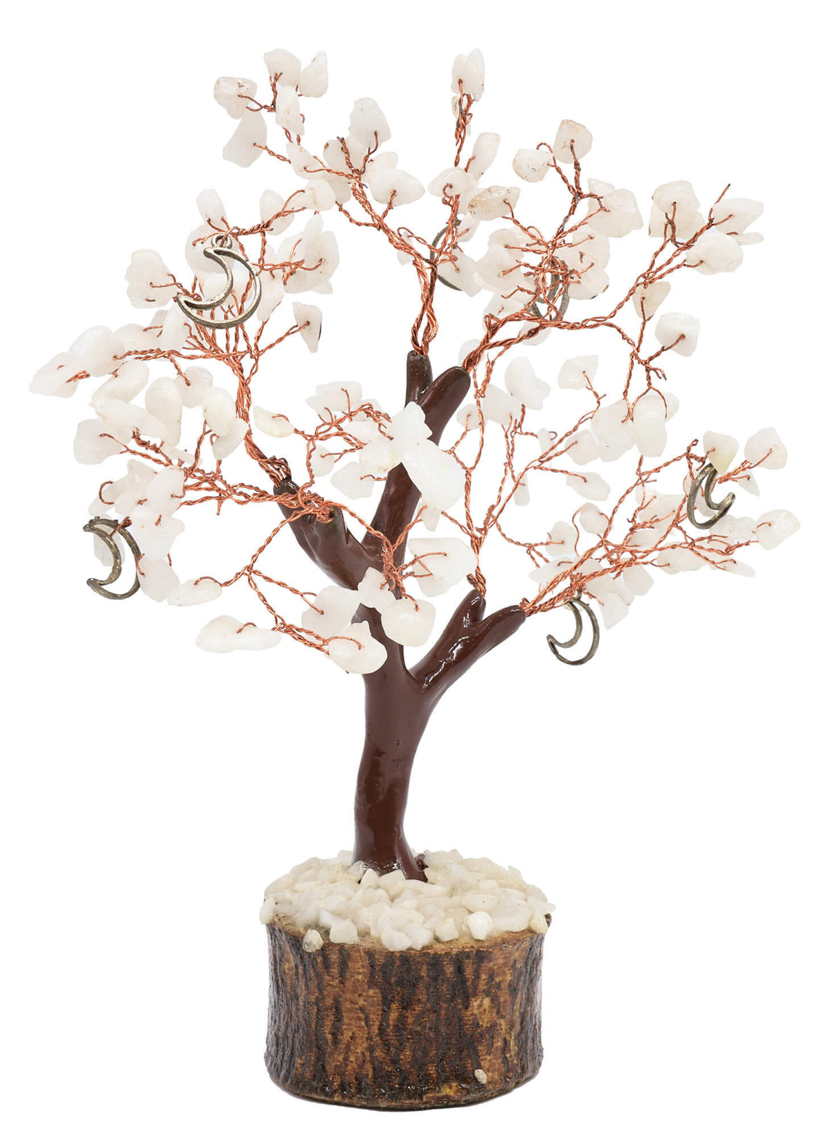 Arbre du bonheur en Jade blanche – Symboles lune – 160 pierres 🌙🤍