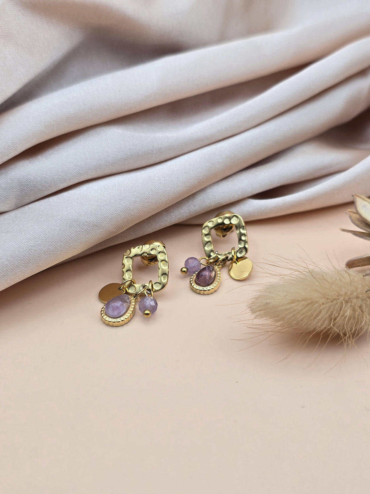 Boucles d’oreilles & pierre naturelle – Éclat d’âme