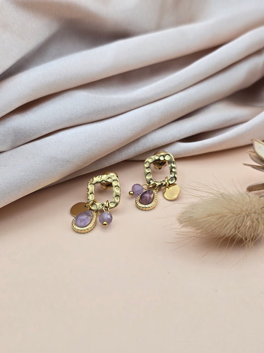 Boucles d’oreilles & pierre naturelle – Éclat d’âme