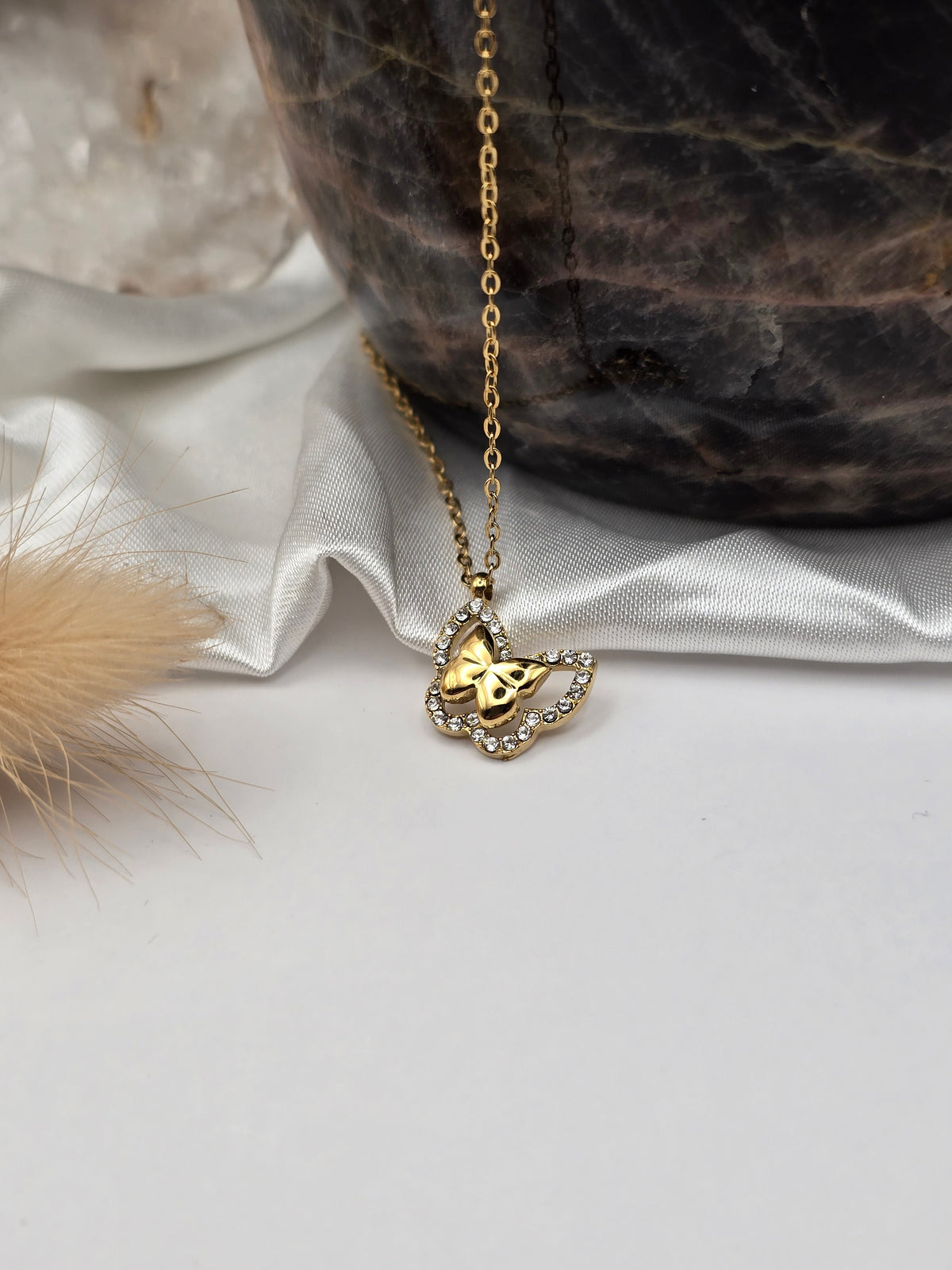 Collier “Papillon Cristal” – Doré