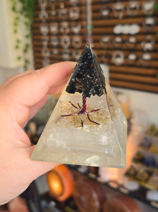 Orgonite – Sélénite et Tourmaline noire - Réussite au travail