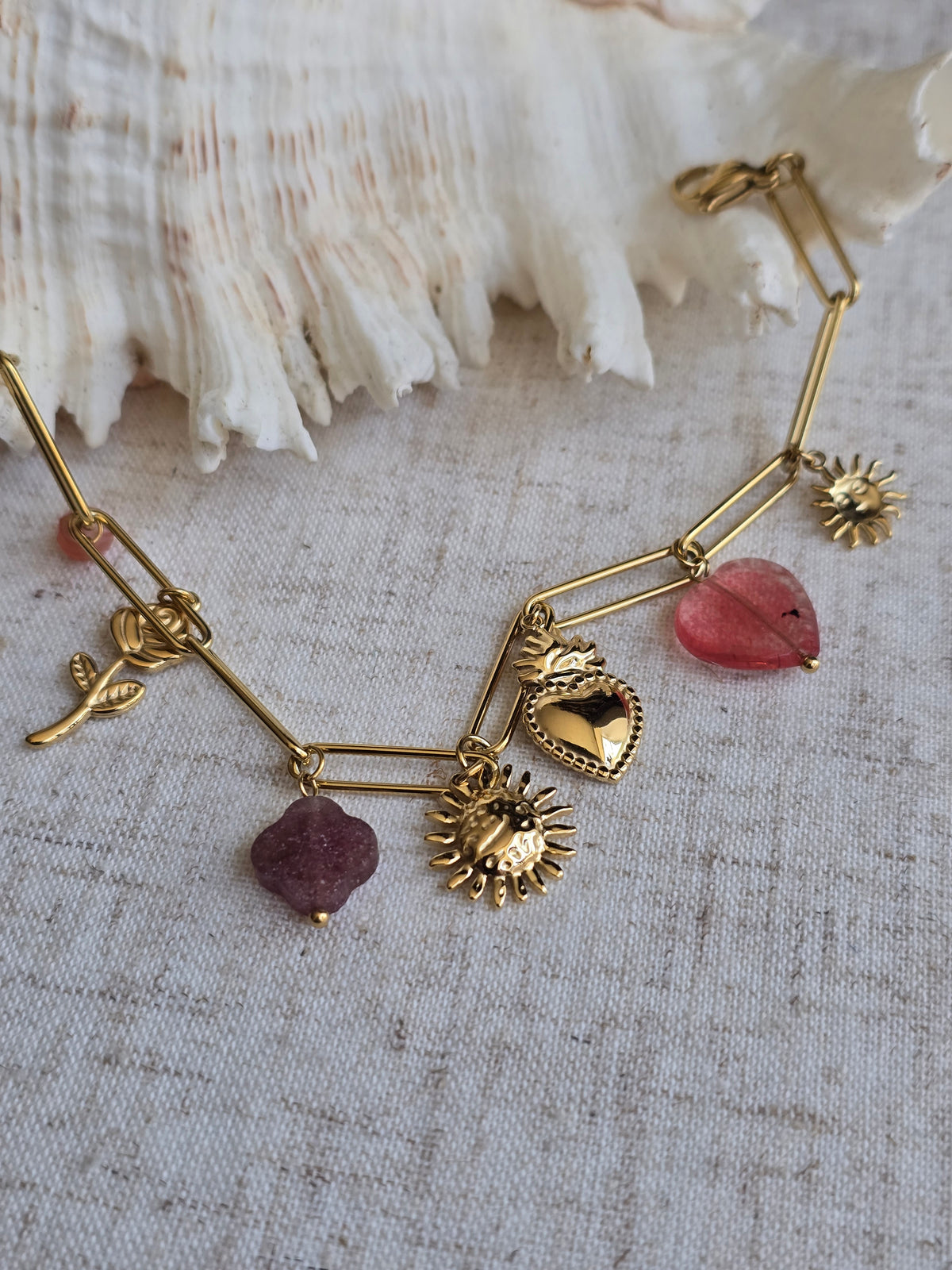 Bracelet breloque en pierres naturelles